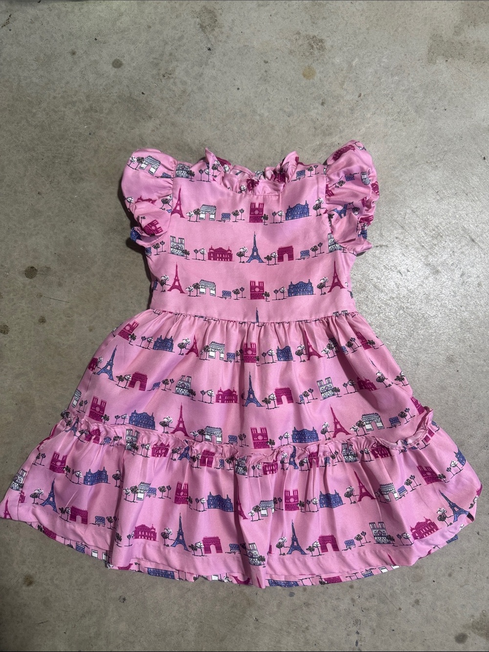 Janie and Jack Pink Paris Landmark Ruffle Dress
